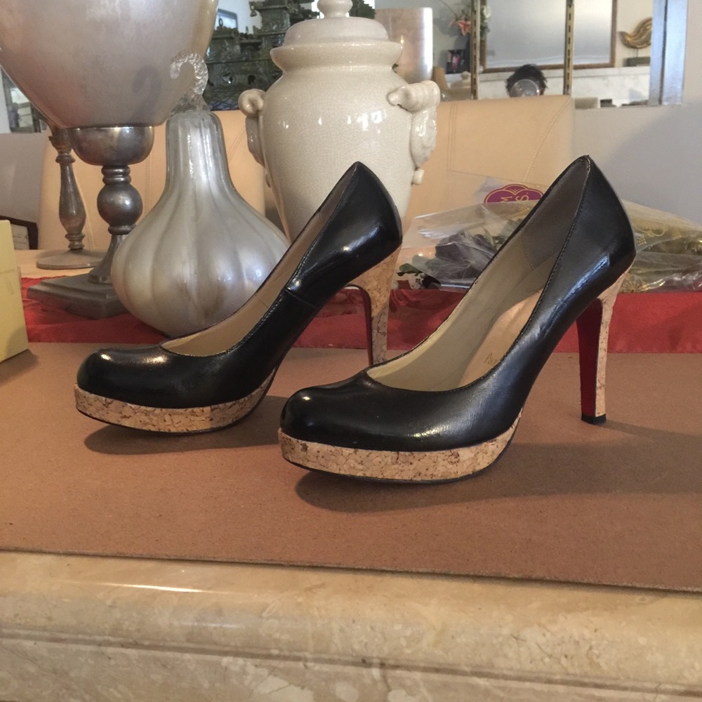 Christian Louboutin Black Cork sole/heels